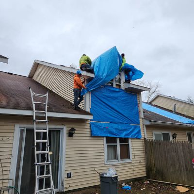 Emergency tree service operation site