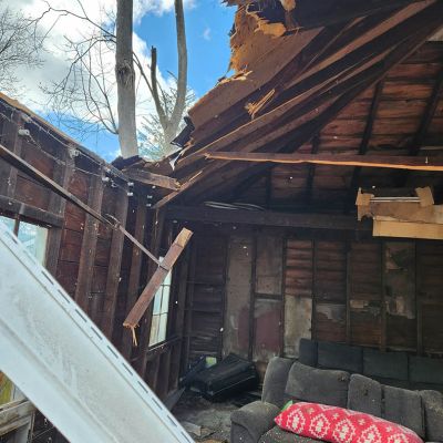 Emergency tree service operation site