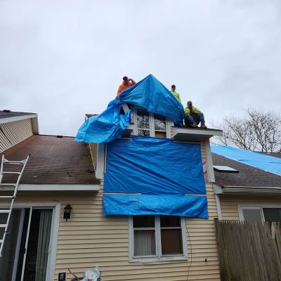 Emergency tree service operation site